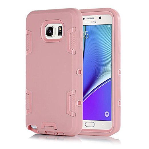 Galaxy Note 5 Case, Note 5 Case, BENTOBEN 3-in-1 Hybrid Shockproof Heavy Duty Rugged Soft Silicone High Impact Resistance Full Body Protective Case For Samsung Galaxy Note 5 N920 Rose Gold