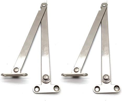 Lid Hinge Support,Pack of 2Pcs,Susenya Lid Support Hinge Stay 10x0.39"(LxW) Cabinet Hinges Left and Right Iron Silver