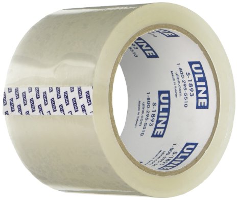 Uline Packing Tape, 3" x 55 Yd, 2.6 mil Crystal Clear Heavy Duty Tape By (S-1893-4) Pack of 4