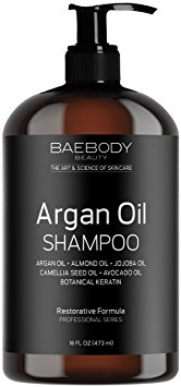 Baebody Moroccan Argan Oil Shampoo 16 Oz - Sulfate Free - Volumizing & Moisturizing, Gentle on Curly & Color Treated Hair, for Men & Women. Infused with Keratin.