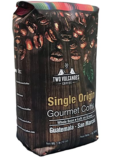 Two Volcanoes Coffee - Gourmet Guatemala Whole Bean Medium Roast Single-Origin Coffee. 1 lb