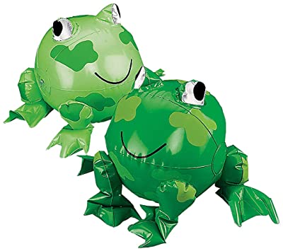 Fun Express - Inflate Frog Beach Balls - Toys - Inflates - Inflatable Characters - 12 Pieces
