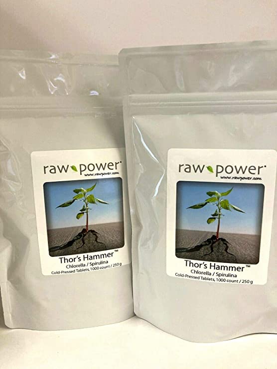 Thor's Hammer (2000 Tablets Pure chlorella/spirulina Blend, 500g), Raw Power Organics Brand