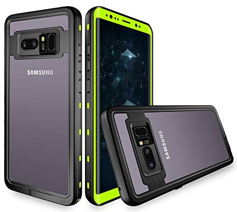 Galaxy Note 8 Waterproof Case,Underwater IP68 Certified Waterproof Dustproof Snowproof Shockproof Full-Body Protective with Transparent Back Cover Case for Samsung Galaxy Note 8 (Green)