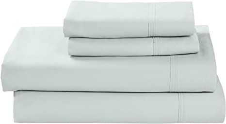 Rivet Percale 100% Organic Cotton Bed Sheet Set, Easy Care, Queen, Mint