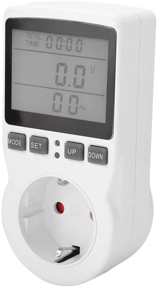 Ciglow Multifunctional Electrical Meter Sockets Power Meter Monitor Socket with LCD Backlight,Power Meter Plug for Measuring Monitor The Power Consumption, Voltage, and Current(White LCD)