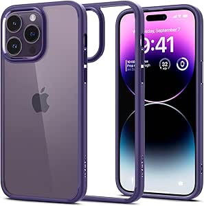 Spigen Case for iPhone 14 Pro Max Case: Ultra Hybrid [Anti-Yellowing], Slim and Lightweight for iPhone 14 Pro Max Case - Deep Purple