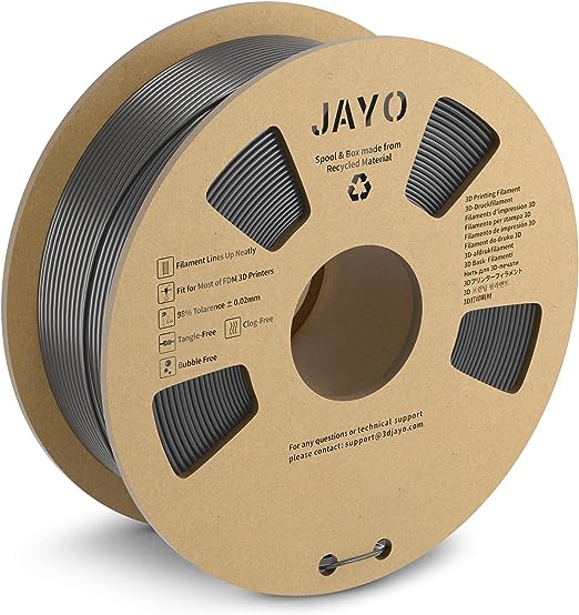 JAYO PLA  Filament 1.75mm, PLA Plus 3D Printer Filament 1.1KG, Dimensional Accuracy  /- 0.02mm, Neatly Wound Filament, Toughness 3D Printing Filament, 1.1 kg Spool(2.42 LBS), 363 Meters, PLA  Grey