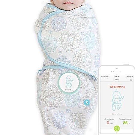 Sense-U Smart Swaddle Blanket: Monitor Baby's Breathing, Rollover & Temperature(Small)
