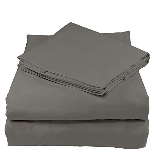 Whisper Organics Organic Cotton Sheets Set GOTS Certified, 400 Thread Count, Sateen (Full, Dark Grey)