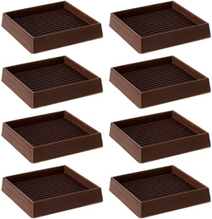 CalPalmy 3X3 Square Rubber Furniture Caster Cups with Anti-Sliding Floor Grip (Set of 8)