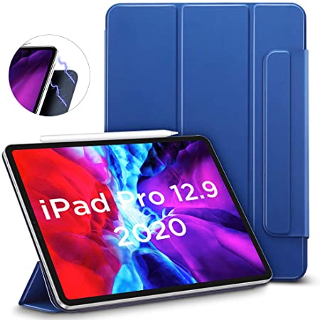 ESR Case for iPad Pro 12.9" 2020/2018 Rebound Magnetic Smart Case [Supports Apple Pencil Pairing & Charging] Smart Case Cover, Auto Sleep/Wake Trifold Stand Case - Navy Blue