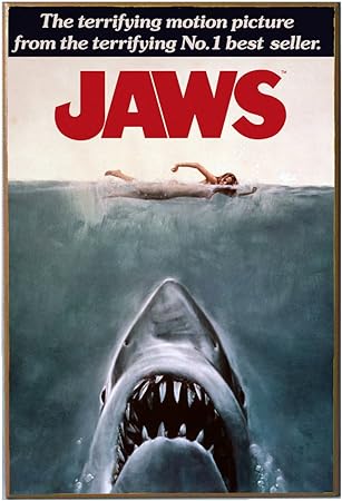 Silver Buffalo Jaws Movie Poster Wood Wall Decor, 13 in. x 19 inches, Multicolor