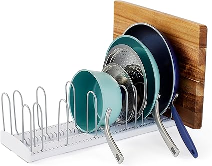 YouCopia StoreMore Expandable Pan and Lid Rack, Adjustable Pot Lid Organizer for Kitchen Storage, 12.5”-22” Wide