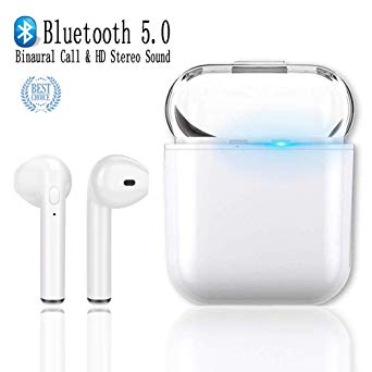 Duoker TWS Wireless Earbuds, i8X True Wireless Earphones, In Ear Noise Cancelling Bluetooth 5.0 Earbuds with Charging Case Built-in Microphone Wireless Headphones for iOS, Android - White