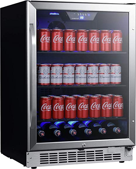 EdgeStar CBR1502SG 24 Inch Wide 142 Can Built-In Beverage Cooler with Tinted Door