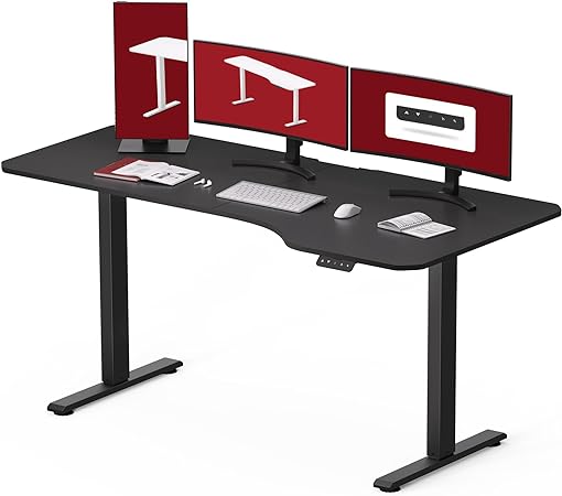 SANODESK 160 x 75 cm Höhenverstellbarer Schreibtisch Elektrisch 2-Fach-Teleskop mit Memory-Steuerung,Schnelle Montage (Schwarz)