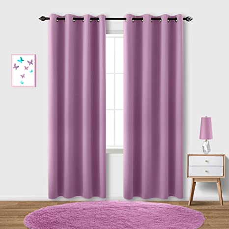 Purple Curtains 84 Inch Length for Girls Room Decor Grommet 2 Panels Blackout Drapes Insulated Thermal Light Blocking Room Darkening Curtains for Bedroom Kids Nursery Living 52x84 Long Lilac Lavender