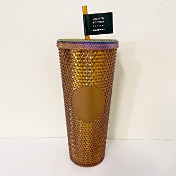 Starbucks Limited Edition 2021 50th Anniversary Honeycomb Gold Studded Cold Cup Tumbler 24oz