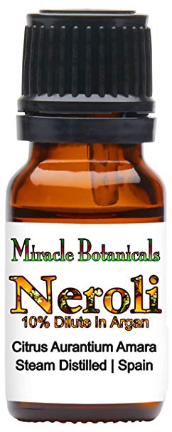 Miracle Botanicals Neroli Essential Oil 10% Dilute *Fine Quality Medicinal Grade Citrus Aurantium Amara* in Golden Argan - 10ml or 30ml Sizes - 10ml