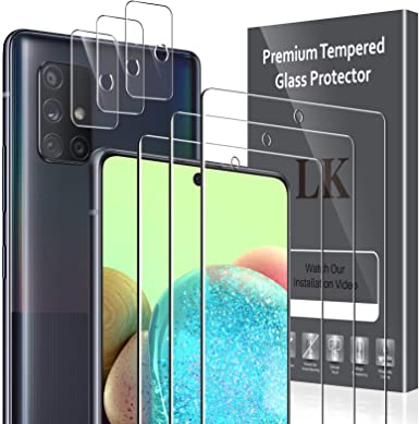 6 Pack LK 3 Pack Screen Protector   3 Pack Camera Lens Protector Compatible with Samsung Galaxy A71 5G/5G UW/4G, Tempered Glass, HD Ultra-Thin