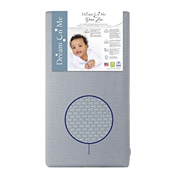 Dream On Me 2 in 1 Infant Crib and Toddler Bed Mattress | Greenguard Gold and JPMA Certified Crib Mattress | Copper-Infused Toddler Layer | Removable Zipper Cover | Pure Zen White and Grey