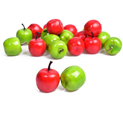 HAIOPS Mini Artificial Apple Fake Fruit Simulation Home Kitchen Party Decor 20PCS (Green and Red)
