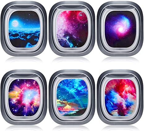 6 Pieces 3D Space Capsule Window Wall Stickers Outer Space Wall Decals Universe Wall Stickers Removable Planet Star Poster Mural for Kids Bedroom Nursery Living Room