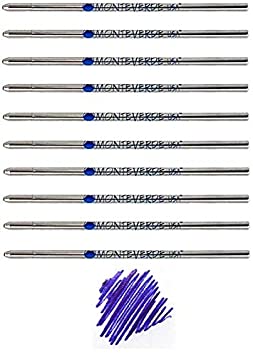 Monteverde D1 Ballpoint Refill to Fit Mini and Multi Functional Pens, Medium Point, Soft Roll, 10 Per Pack (Bulk Packed) (Blue)