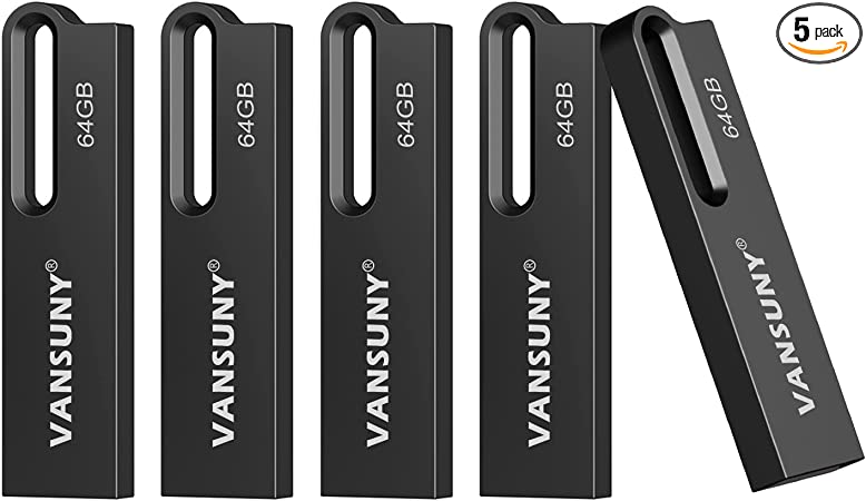 Vansuny 5 Pack USB 3.0 Flash Drives 64GB Metal Waterproof Flash Drives Ultra High Speed Memory Sticks, Portable Thumb Drives for PC/Tablets/Mac/Laptop