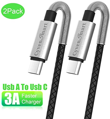 CyvenSmart USB Type C Cable 10ft, USB A 2.0 to USB-C 2 Pack Fast Charger Extra Long Durable TPE Cord Compatible with Samsung Galaxy S10 S9 S8 Plus Note 9 8,LG V50 V40 G8 G7 Thinq, Moto Z