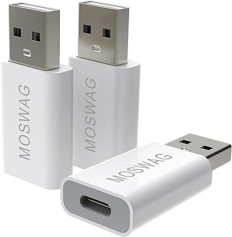 MOSWAG 3 Packs USB C Adapter USB C to USB Adapter USB Male to USB C Female Adapter Compatible with Apple MagSafe Charger,iMac,MacBook Pro,MacBook,Laptops,PC,Computers and More