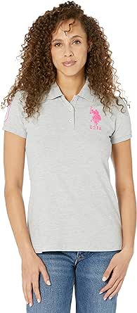 U.S. Polo Assn. Women's Neon Logos Short Sleeve Polo Shirt