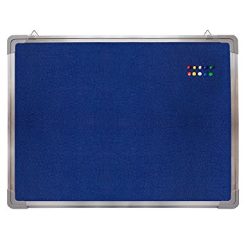 Bulletin Board Set - Message Board 24 x 18 "   10 Color Pins - Small Hanging Memo Tack Board With Blue Fabric Felt Surface For Home Office School - Display and Presentation ( Blue Fabric 24x18")