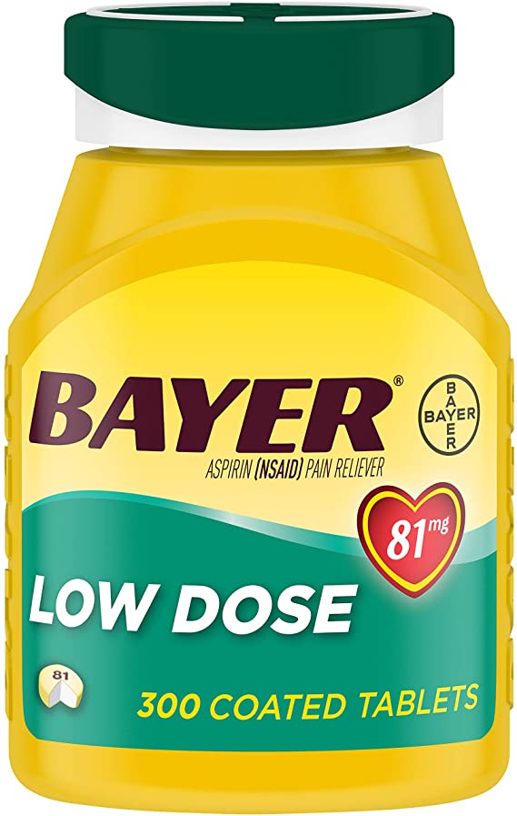 Aspirin Regimen Bayer 81mg Enteric Coated Tablets, #1 Doctor Recommended Aspirin Brand, Pain Reliever,300 Count