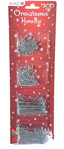 ALAZCO Christmas Holiday Ornament Hanger Hooks (300 Silver) Hang Ornaments from Trees, Garlands and Wreaths