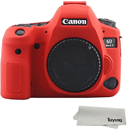 TUYUNG Silicone Camera Case Bag Protective Cover Skin for Canon EOS 6D Mark II Digital Camera - Red