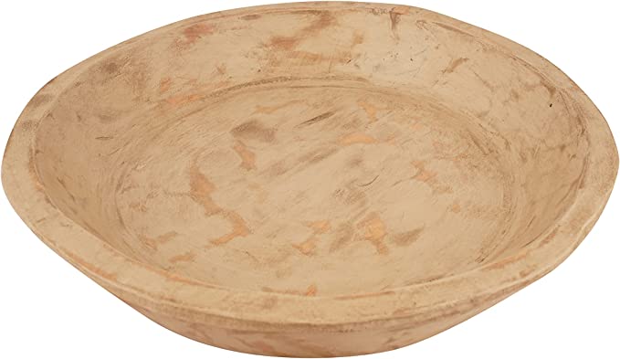 Round Rustic Wooden Dough Bowl-Batea-Antiqued White