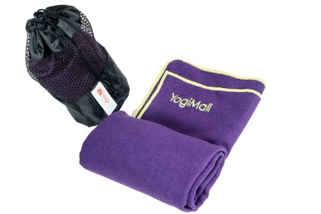 Best Skidless Microfiber Hot Yoga Towel by YogiMall, Enhance your Bikram, Ashtanga Yoga Practice, Eco Friendly, Durable and Machine Washable, Bonus Nylon Bag Included, 100% Money Back Guarantee!