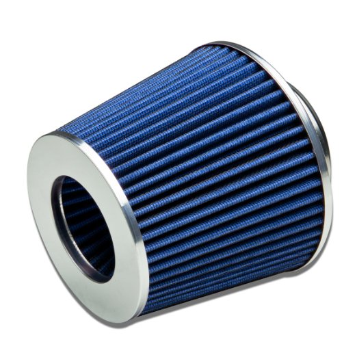 3" Inlet x 6.3" Air Intake Chrome Open Top Cone Air Filter (Blue)