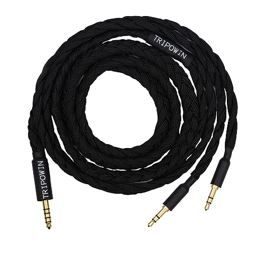 Linsoul Tripowin GranVia Upgraded OFC High Purity Headphone Audio Replacement Cable (4.4mm Plug, Dual 3.5mm, 2m Length, Black)