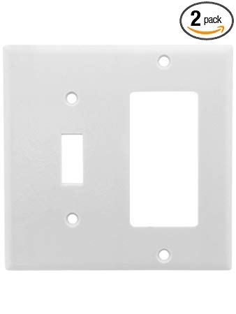 Leviton 80405-W 2 Pack 2-Gang 1-Toggle 1-Decora/GFCI Device Combination Wallplate, White