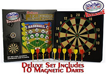 Deluxe 2-in-1 Reversible Magnetic Dartboard (Dart Board) with 10 Darts, Featuring Standard Darts & Baseball Games - "Matty's Toy Stop" Exclusive