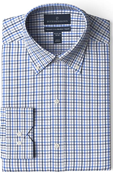 Buttoned Down Men's Tailored Fit Button Collar Pattern Dress Shirt