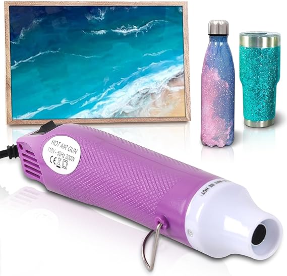 Bubble Removing Tool for Epoxy Resin and Acrylic Art, DIY Glitter Tumblers, Specially-Designed Heat Gun for Making Acrylic Resin Travel Mugs Tumblers to Remove Air Bubbles (Purple, 8.8x1.8")