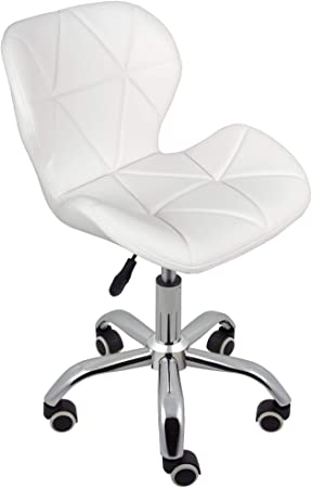 Charles Jacobs Dining/Office Swivel Chair with Chrome Legs with Wheels and Lift - Pure White