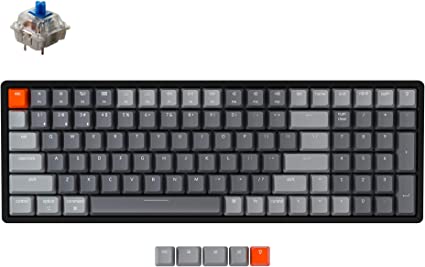 Keychron K4 Wireless Bluetooth/USB Wired Gaming Mechanical Keyboard, Compact 100 Keys RGB LED Backlit Gateron Blue Switch N-Key Rollover, Aluminum Frame for Mac Windows, Version 2