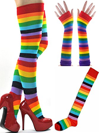 Jelinda® Rainbow Arm Warmer Fingerless Gloves Stockings Sets (stockings gloves sets)