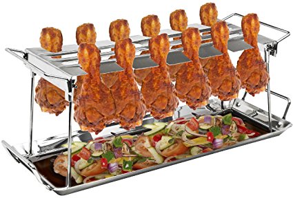 Sorbus Chicken Leg Grill Rack 12 Slot – Multi-Purpose for Chicken Legs or Wings – Chicken Drumstick Roaster for Oven, Smoker, or Grill, Great for Barbeques, Picnics, etc, Non-stick Surface, Steel