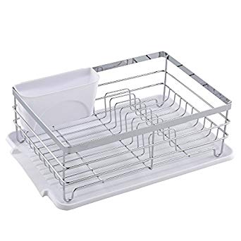 Wtape Modern Steel Rust Proof Kitchen In Sink Side Draining Dish Drying Rack, Dish Rack With White Drainboard